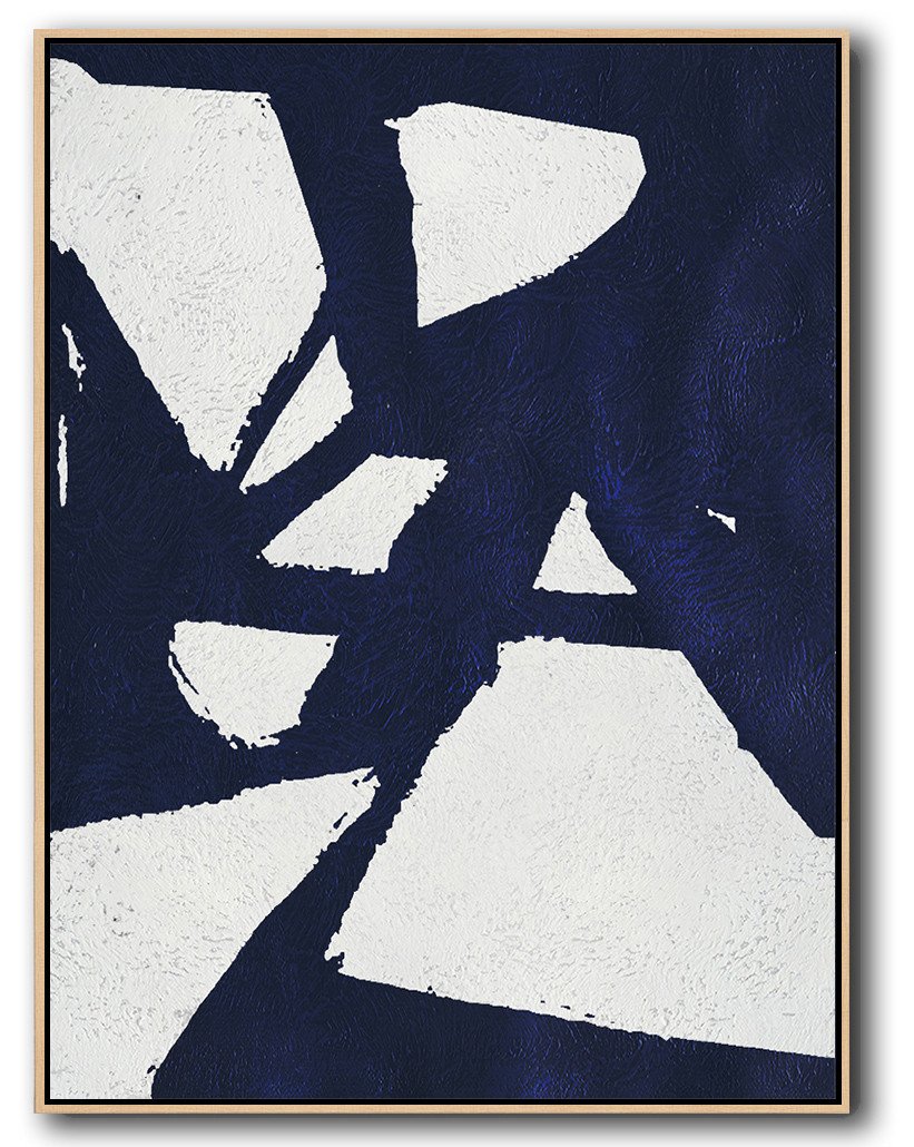 Buy Hand Painted Navy Blue Abstract Painting Online - Framed Canvas Prints Online Huge